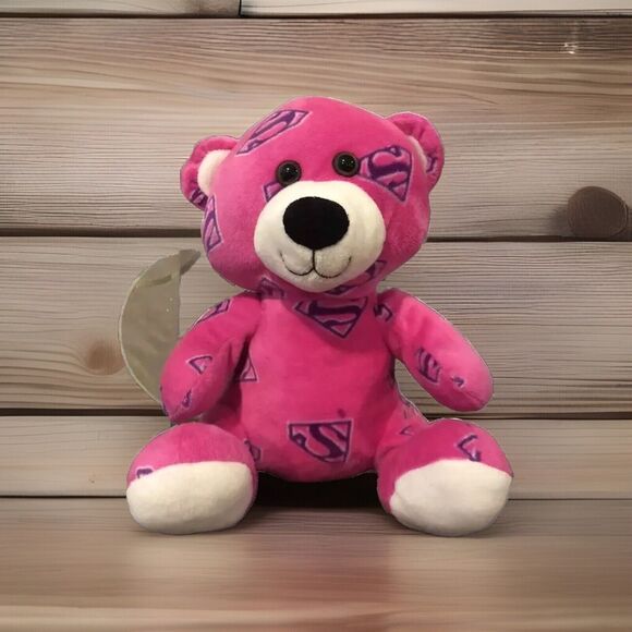 SuperGirl Pink Teddy Bear Six Flags Plush Superman DC Comics Stuffed Animal Toy - Picture 1 of 11